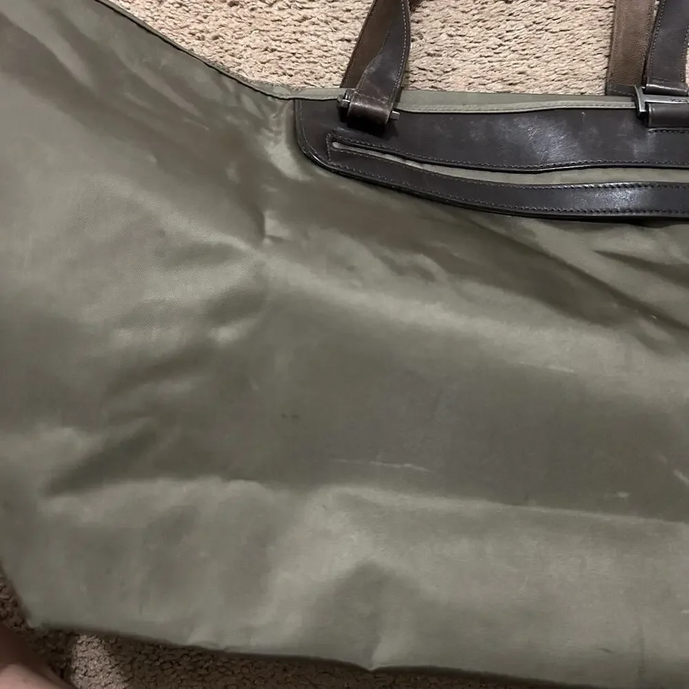 Tumi Pack-a-Way 100% Nylon Taupe Tote with Brown Leather Accents and Handles